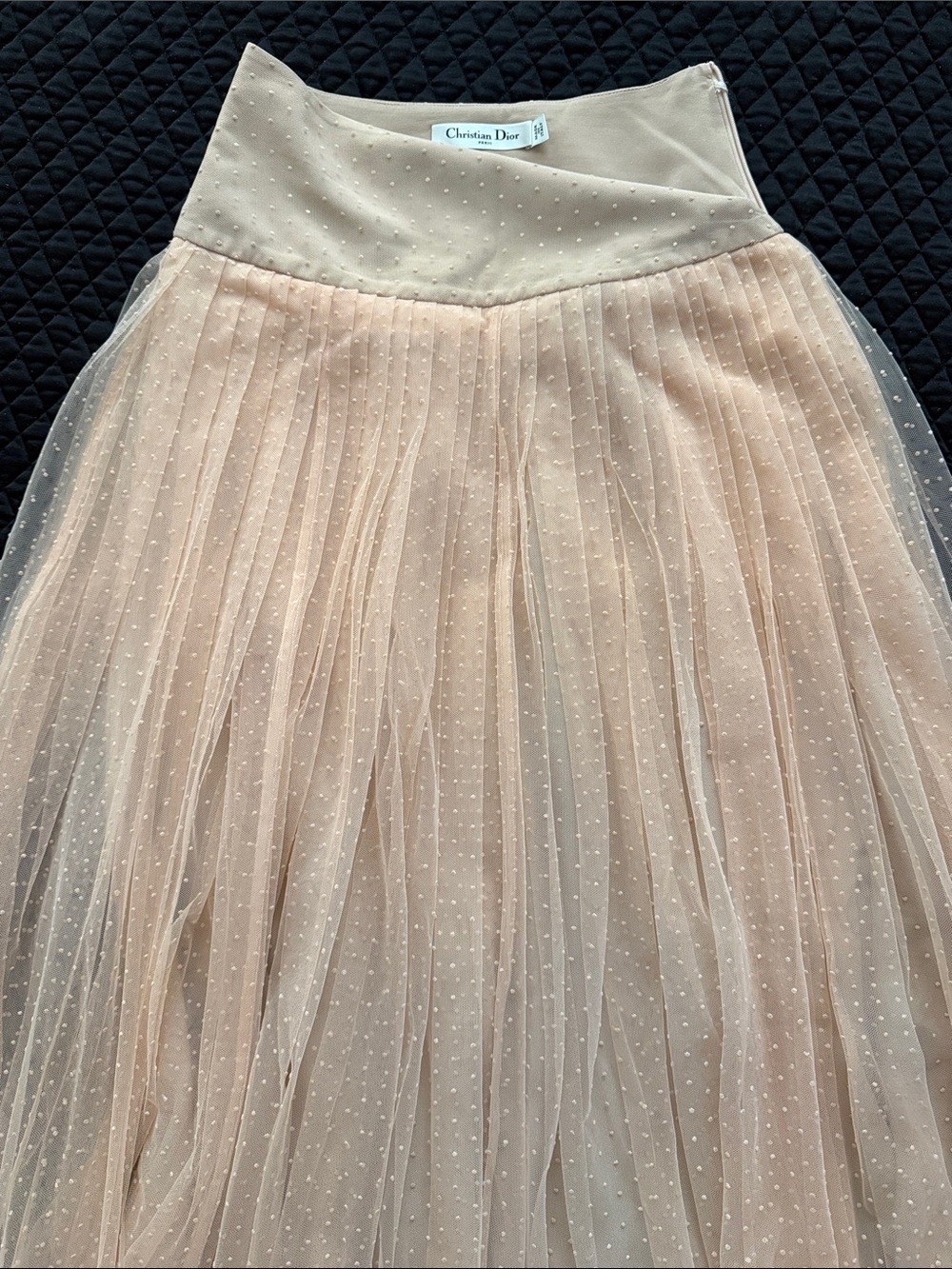 Dior Women's Blush Pink Pleated Tulle Midi Skirt